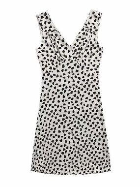 White and Black Heart Print Mini Dress